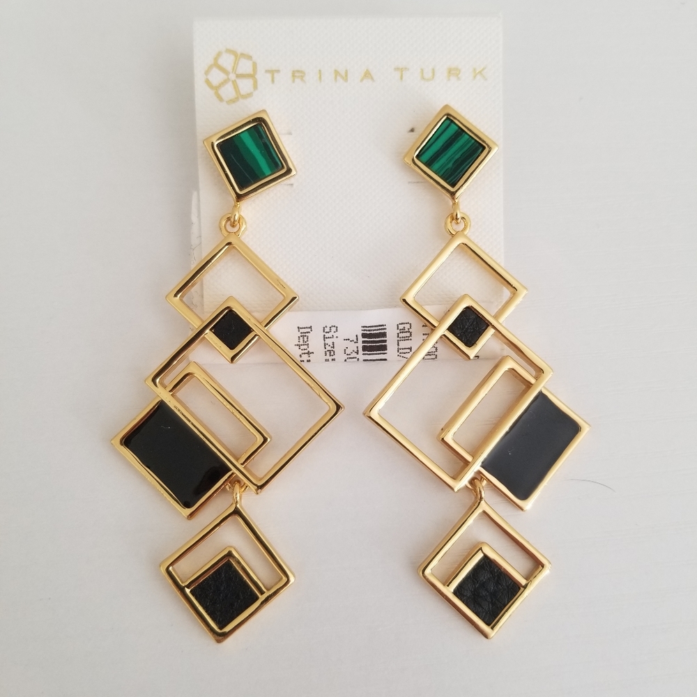 NWT Trina Turk Statement Chandelier Earrings Geo